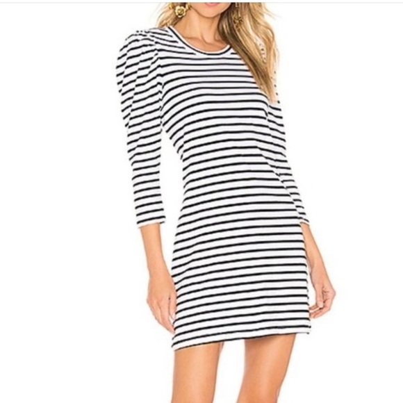 ALC Black and white stripedpuff sleeve mini dress - Picture 11 of 11